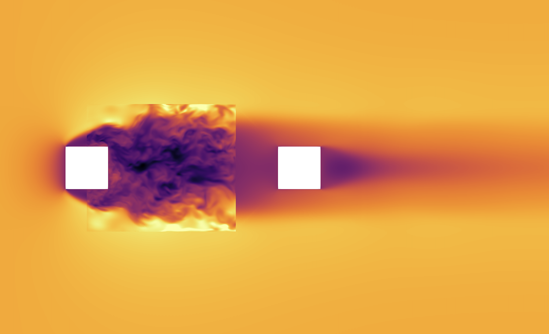 a slice of the velocity around tandem cubes using ELES